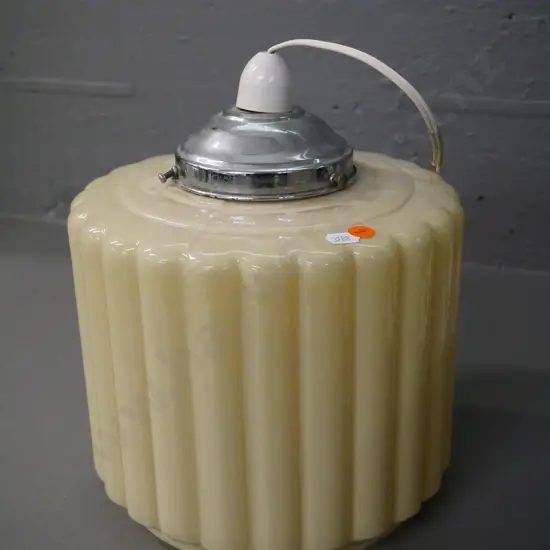 deco fluted cream glass light shade with journal and fitting H-250 D-230