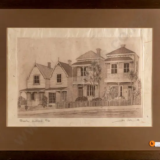 John Clere '83 - ltd edition print 27/80 - "Ponsonby Auckland" (some creasing)