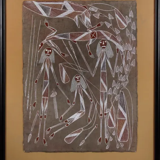 Ross Yulidjirri (Kunwinjku tribe) - framed acrylic  -  Mimi spirits H-760 W-580