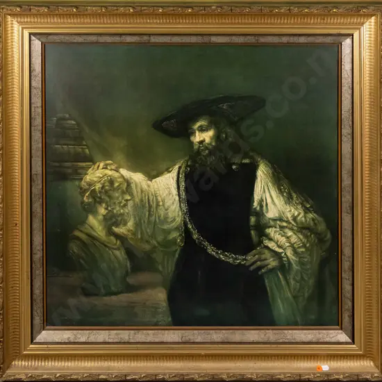 gilt framed print - male portrait- slight damage to frame H-710 W-660