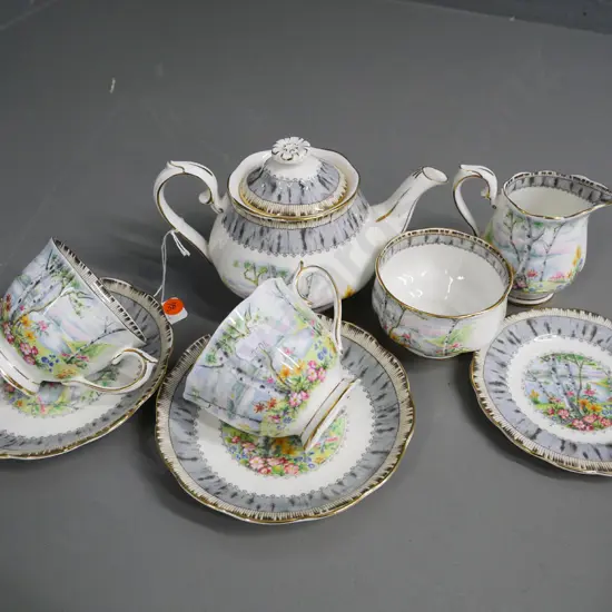 Royal Albert Silver Birch early morning tea for two