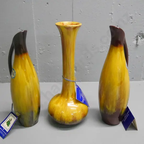 3x Blue Mountain vases Tallest H-280
