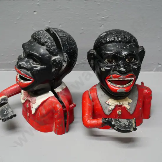 2x Greedy Boy money boxes, 1x is broken - parts only