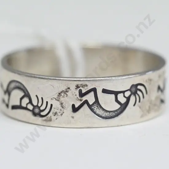 silver ring with engraving stamped sterling