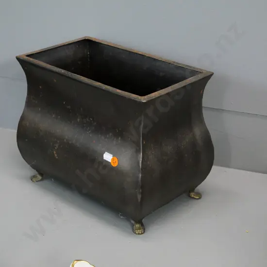 small metal planter with 4 brass feet - marked made in India  H-220 W-280 D-180