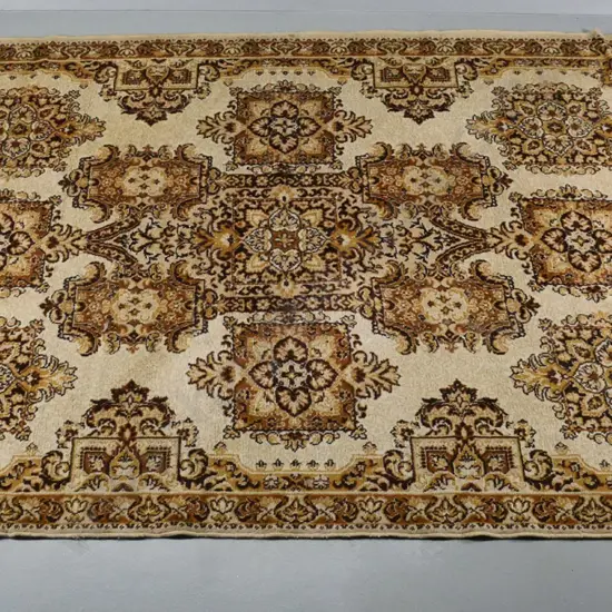 Hera India wool floor rug - cream, amber and brown L-2400 W-1700