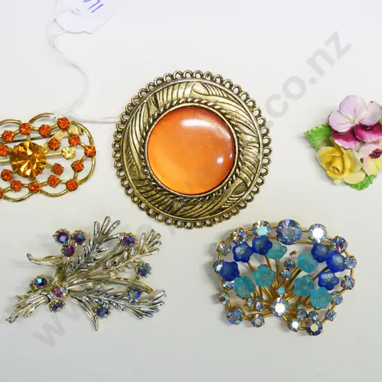 5 costume brooches