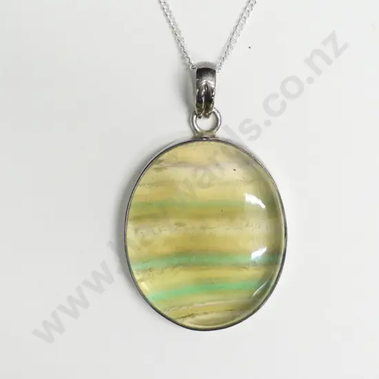 silver & clear greenish stone pendant stamped 925