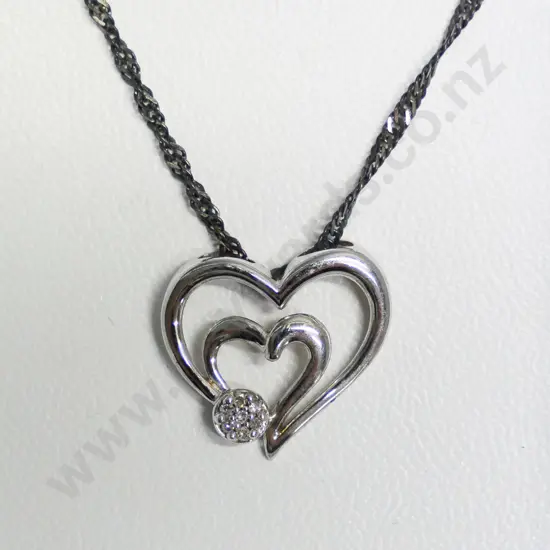 heart shaped necklace with diamante