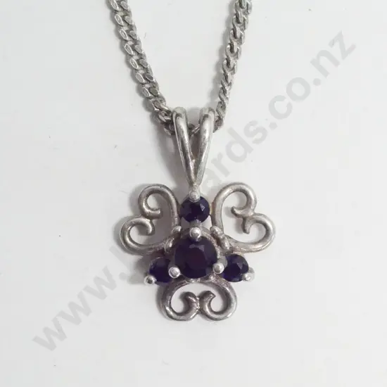 sapphire pendant chain stamped 925