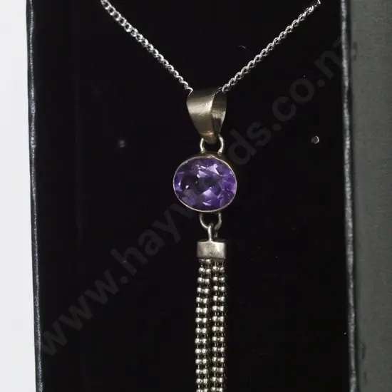silver & amethyst necklace no marking