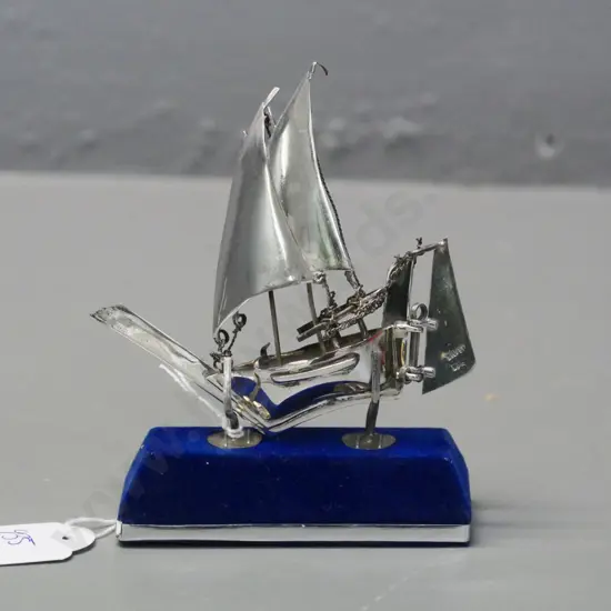 small sterling silver ship on stand stamped silver 925