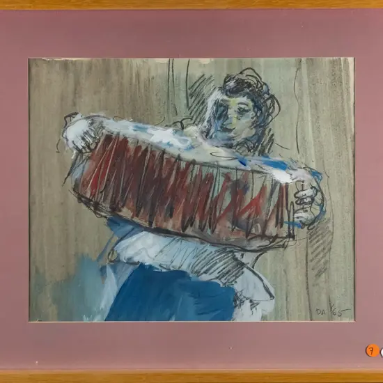 DA '65 - framed watercolour & charcoal - "Study of a Russian Dancer" H-290 W-360