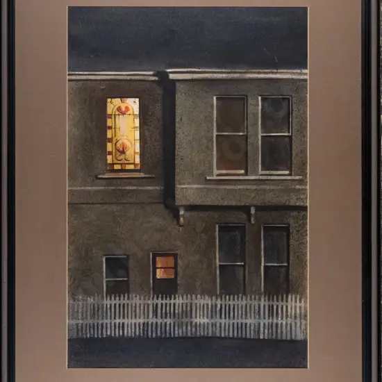 Barry Walsh? - framed watercolour - windows H-410 W-270