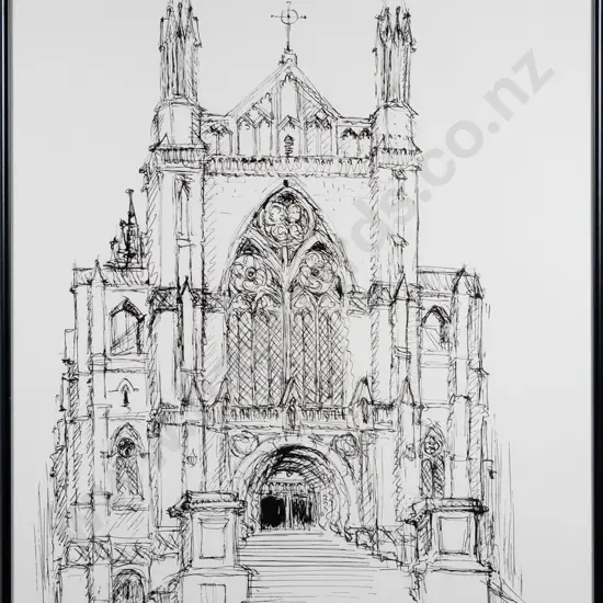 Shona McFarlane - framed print - St Pauls Cathedral Dunedin H-600 W-420