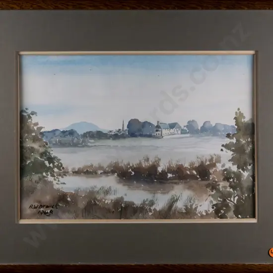 A Warwick '48 - framed watercolour - country landscape H-250 W-350