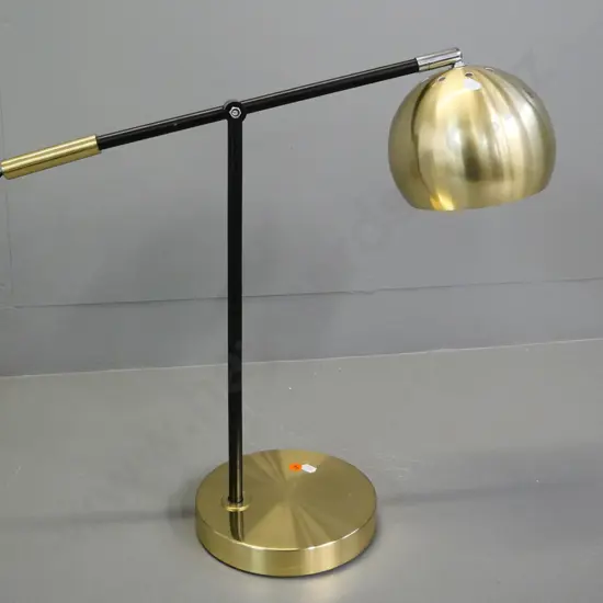 modern cantilever brass-finish table lamp H-480 W-500 as photographed