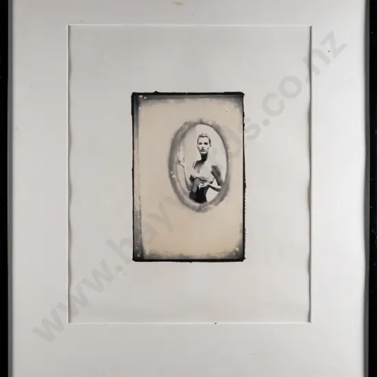 framed fashion photograph circa 1980s, photographer unknown - slight warping, debris under glass, frame is H520 W420