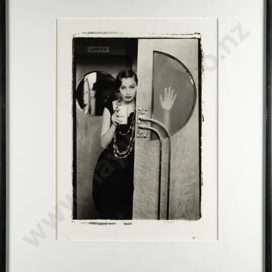framed fashion photograph circa 1980s, photographer unknown - debris under glass, frame is H520 W420