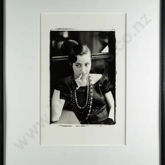 framed fashion photograph circa 1980s, photographer unknown - debris under glass, frame is H520 W420