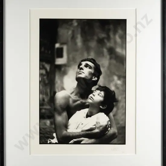 framed fashion photograph circa 1980s, unknown pencil signature, frame is H520 W420