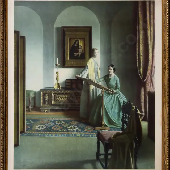 gilt framed print - "The sampler" H-530 W-440