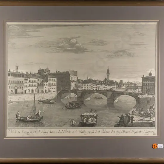 framed reproduction print - city river scene H-280 W-410