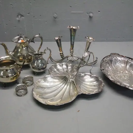 plated ware - epergne, serving trays, tea pot etc