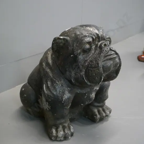 solid concrete bulldog figure with antiqued bronze finish H-320 W-220 D-320