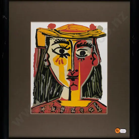 framed reproduction Picasso print - female portrait- H-260 W-215