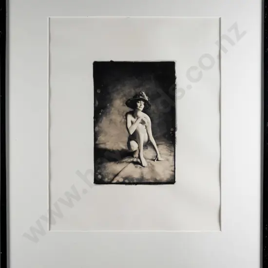 framed fashion photograph circa 1980s, photographer unknown - slight warping, debris under glass, frame is H520 W420