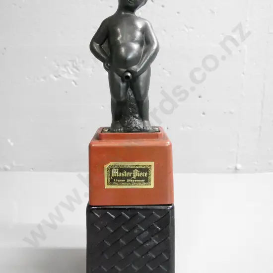 retro plastic & coloured glass Masterpiece liquor dispenser with peeing boy figure H-335