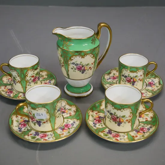 4 Aynsley demi-tasse cups & saucers and a matching creamer jug
