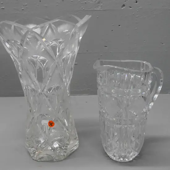 tall cut crystal vase an water jug vase H-300