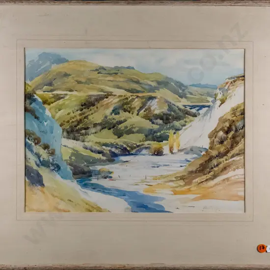 Charlton Edgar - framed watercolour - "Old Gold Workings, Clear Creek" H-270 W-360