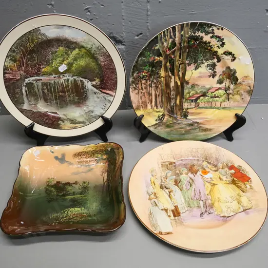 3 Royal Doulton cabinet plates - Roger de Coverley & 2 others D-265 and a Richmond dish