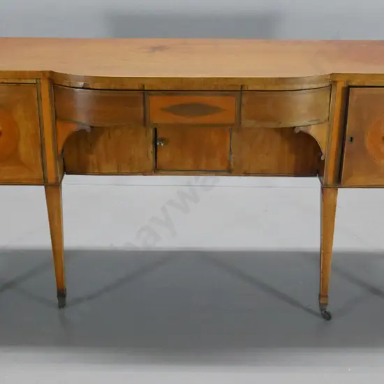 antique sideboard w/2 drawers, 6 tapered legs & metal casters - damage/wear to legs H880 W1720