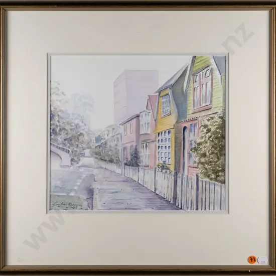 Gordon Brown '03 - framed watercolour - street scene H-260 W-300