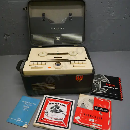 vintage Grundig portable Reporter Type 700 L reel-to-reel tape recorder & assorted tapes - untested, no returns