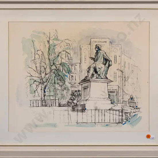 framed print - Robbie Burns statue, Octagon  H-380 W-480