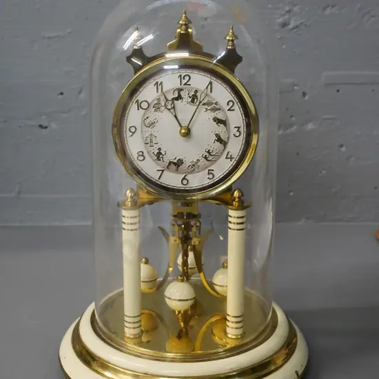 German zodiac-theme anniversary clock with plastic dome (not working) H-310 Diameter 200