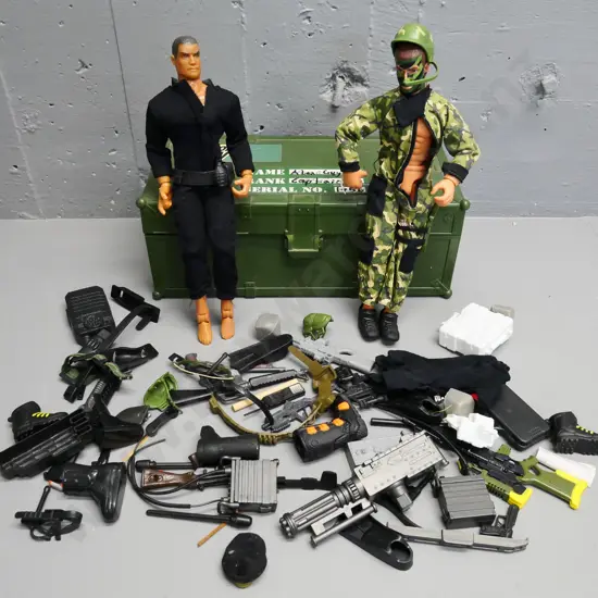 2 Action Man figures with numerous accessories and plastic case