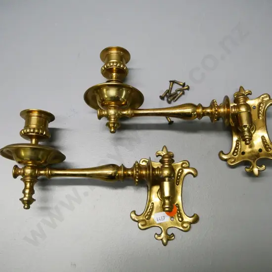 pair of brass piano candle sconces with mounting screws H-140 L-200