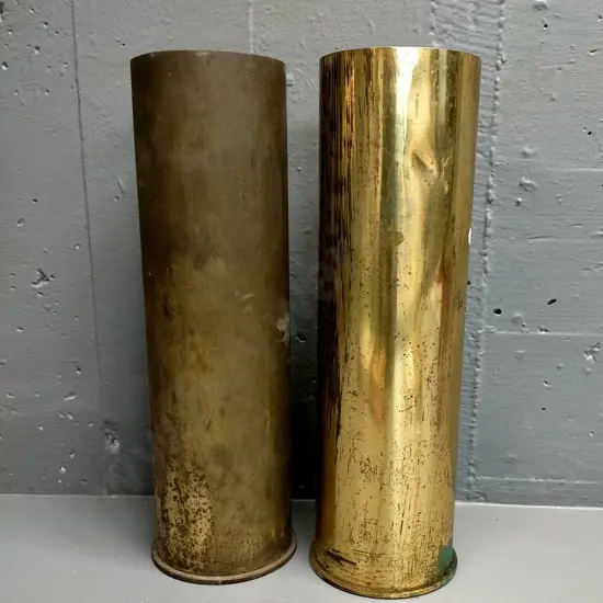 2 brass shell case vases H-370