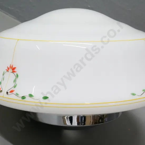 hand-painted milk glass ceiling light shade with chrome journal H-160 Diameter 340