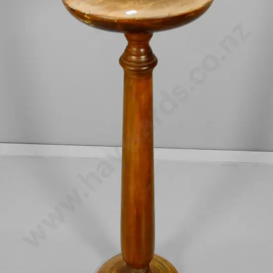 vintage turned beech pedestal indoor plant stand - polish needs attention H-920 Diameter 270 at base