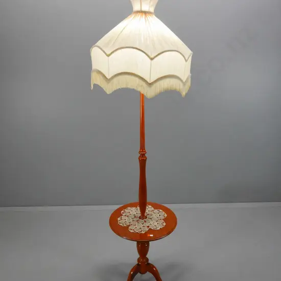 mahogany combination standard lamp / wine table & Empire style shade H1800 Shade Diameter 500