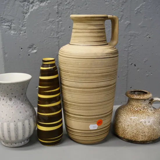 4 German pottery vases - tallest is H-270