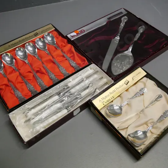 4 boxed sets of Rodd cutlery - Camille, Gainsborough, and 6 faux bone-handled knives