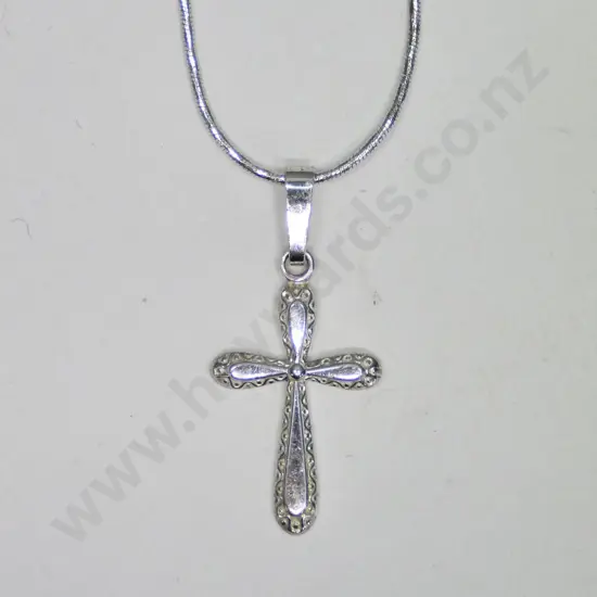 silver cross pendant chain stamped 925